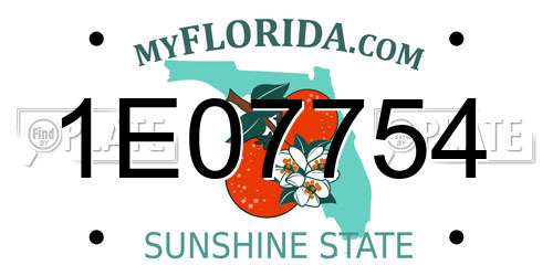 1E07754 Florida License Plate