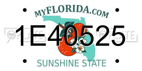 1E40525 Florida License Plate