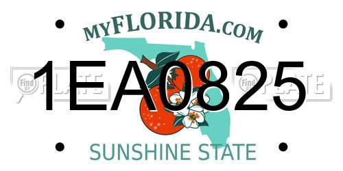 1EA0825 Florida License Plate