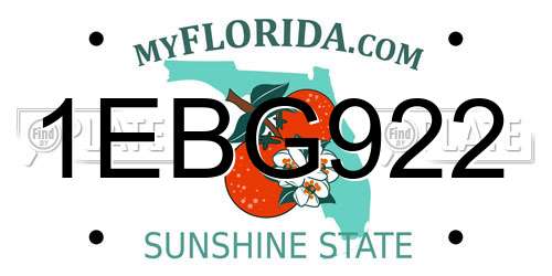 1EBG922 Florida License Plate