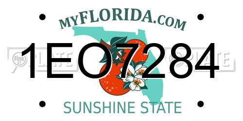 1EO7284 Florida License Plate