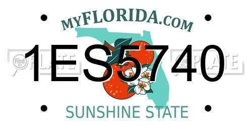 1ES5740 Florida License Plate