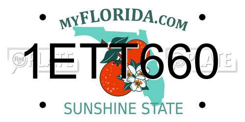1ETT660 Florida License Plate