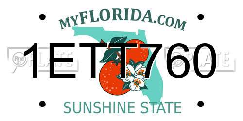 1ETT760 Florida License Plate