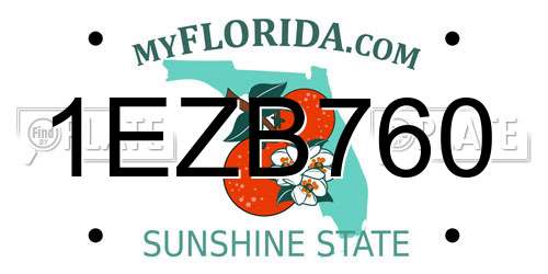 1EZB760 Florida License Plate