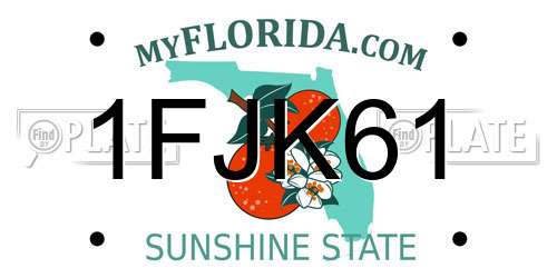 1FJK61 Florida License Plate