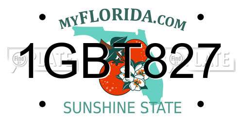 1GBT827 Florida License Plate