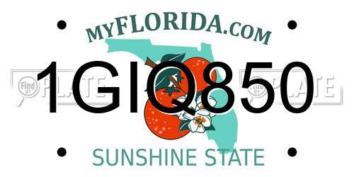 1GIQ850 Florida License Plate