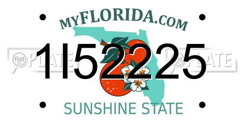 1I52225 Florida License Plate