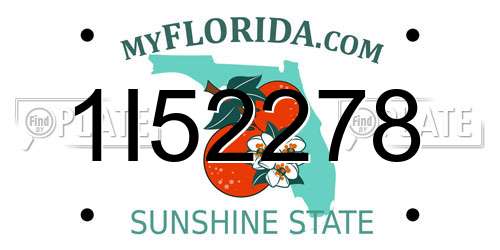 1I52278 Florida License Plate