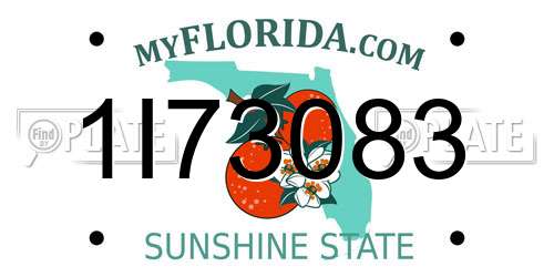 1I73083 Florida License Plate