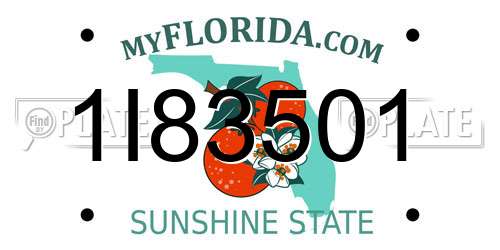 1I83501 Florida License Plate