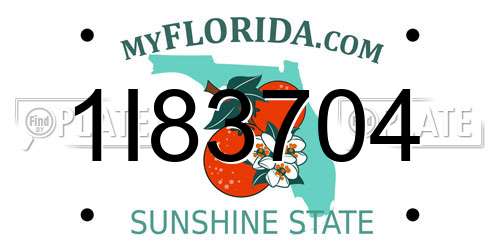 1I83704 Florida License Plate