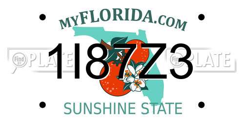 1I87Z3 Florida License Plate