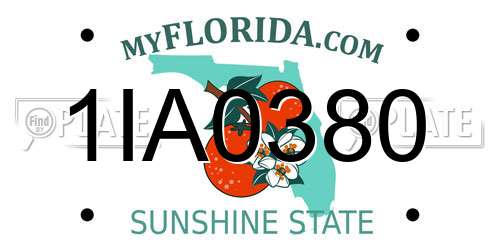 1IA0380 Florida License Plate