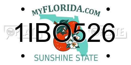 1IBO526 Florida License Plate