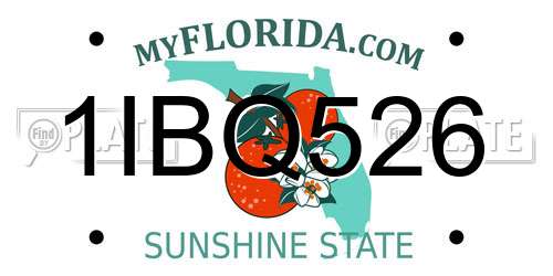 1IBQ526 Florida License Plate
