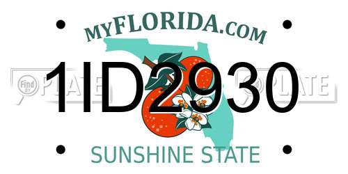 1ID2930 Florida License Plate