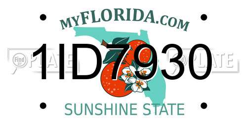 1ID7930 Florida License Plate