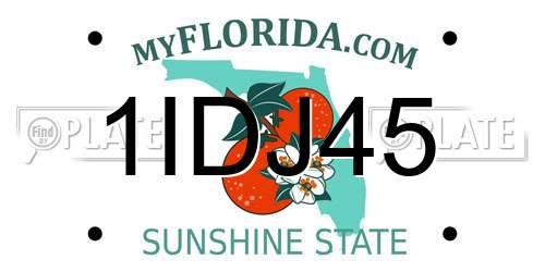 1IDJ45 Florida License Plate