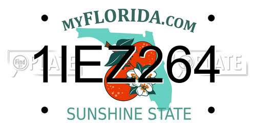 1IEZ264 Florida License Plate