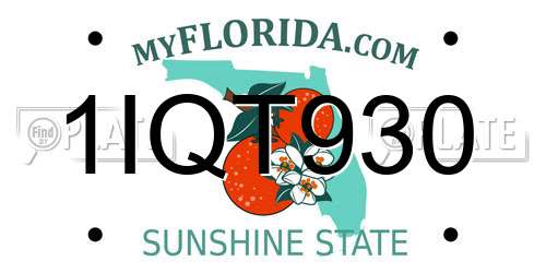 1IQT930 Florida License Plate