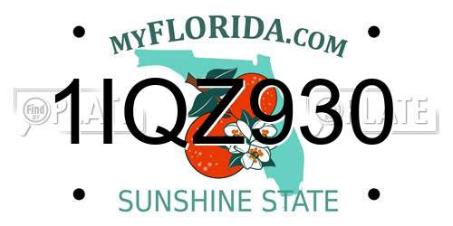 1IQZ930 Florida License Plate