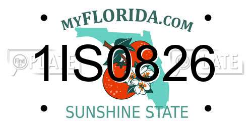 1IS0826 Florida License Plate