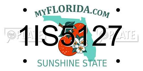 1IS5127 Florida License Plate
