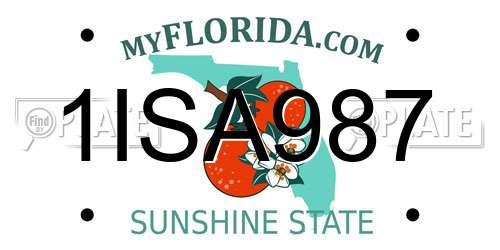 1ISA987 Florida License Plate