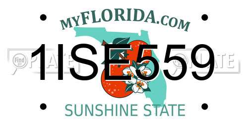 1ISE559 Florida License Plate