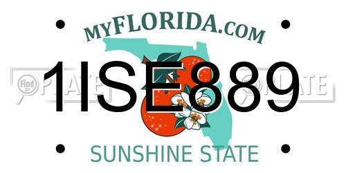1ISE889 Florida License Plate