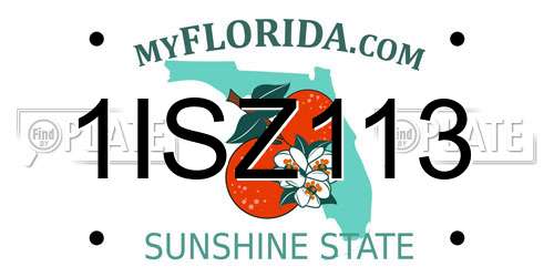 1ISZ113 Florida License Plate