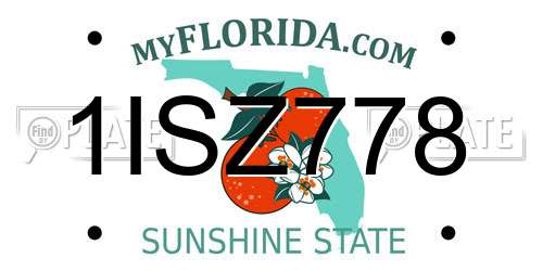1ISZ778 Florida License Plate