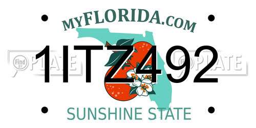 1ITZ492 Florida License Plate