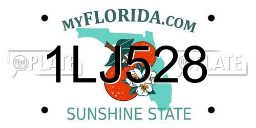 1LJ528 Florida License Plate