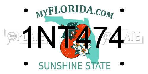 1NT474 Florida License Plate