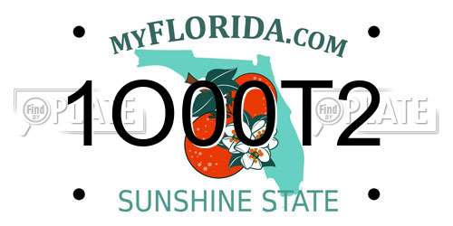 1O00T2 Florida License Plate