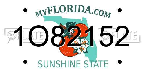 1O82152 Florida License Plate