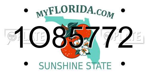 1O85772 Florida License Plate