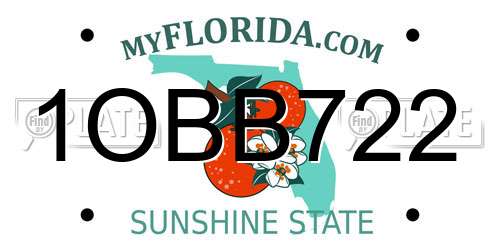 1OBB722 Florida License Plate