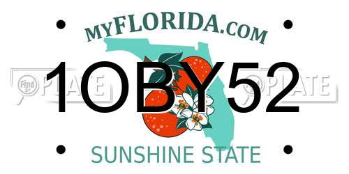 1OBY52 Florida License Plate