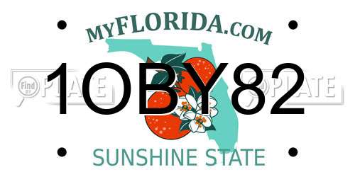 1OBY82 Florida License Plate