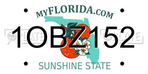 1OBZ152 Florida License Plate