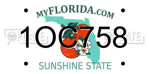 1OC758 Florida License Plate