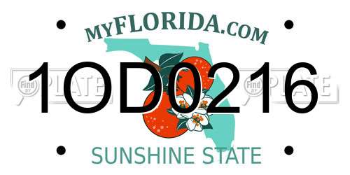 1OD0216 Florida License Plate