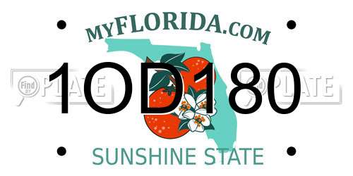 1OD180 Florida License Plate