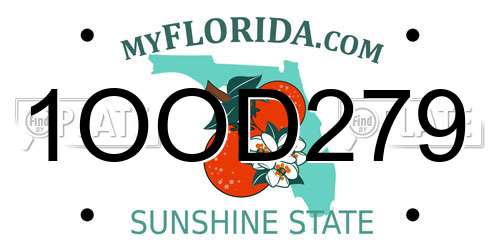 1OOD279 Florida License Plate