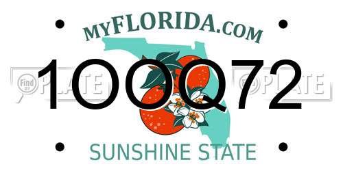 1OOQ72 Florida License Plate