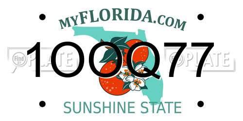 1OOQ77 Florida License Plate